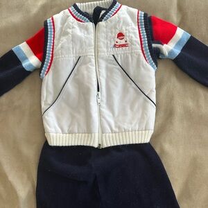 Vintage Little Wishes Baby Boys 3 piece Sweater Set with Vest 18 months